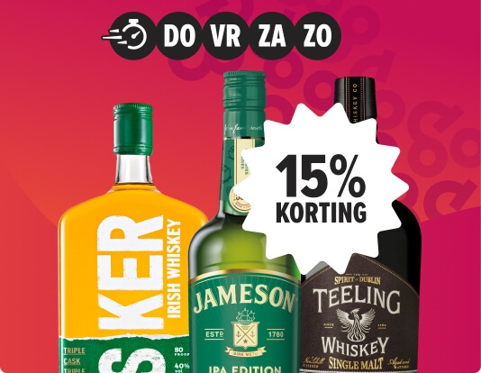 Ierse whisky weekenddeal nu ierse whisky's met 15% korting